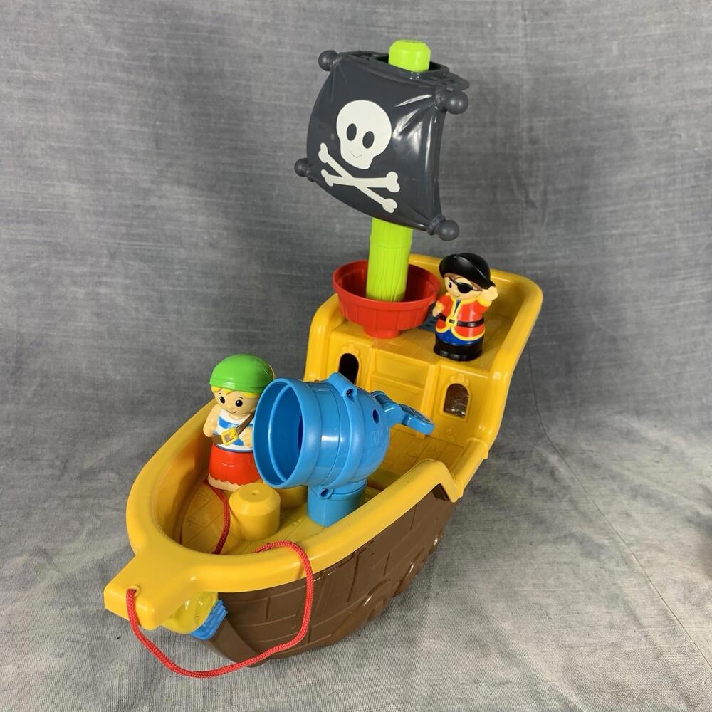 MEGA BLOKS Pull Along Musical Pirate Ship Toddler Toy Boat With Cannon - Picture 3 of 5